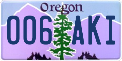 OR license plate 006AKI