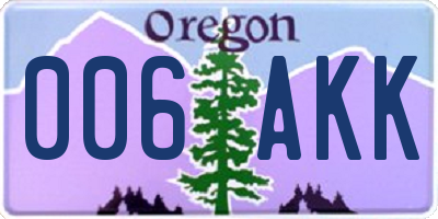 OR license plate 006AKK