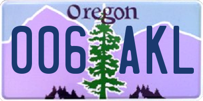 OR license plate 006AKL