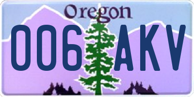OR license plate 006AKV