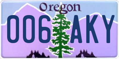 OR license plate 006AKY