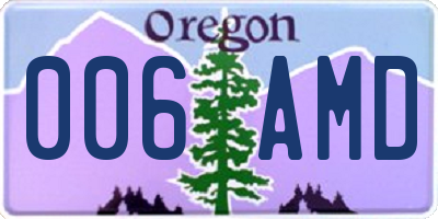 OR license plate 006AMD