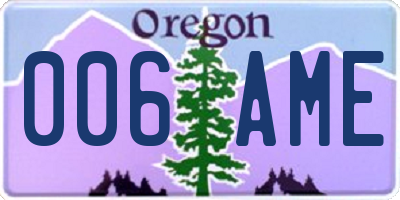 OR license plate 006AME