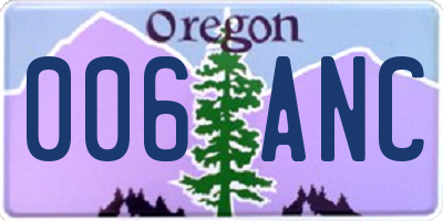 OR license plate 006ANC