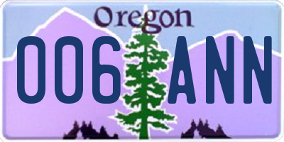 OR license plate 006ANN