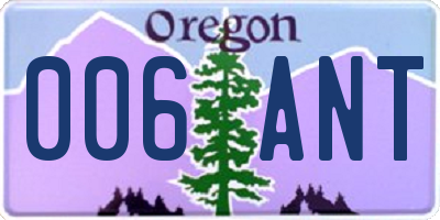 OR license plate 006ANT