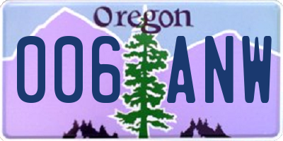 OR license plate 006ANW