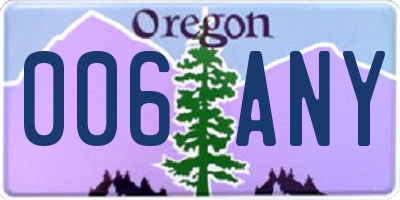 OR license plate 006ANY