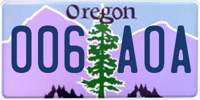 OR license plate 006AOA