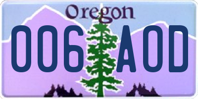 OR license plate 006AOD