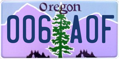 OR license plate 006AOF