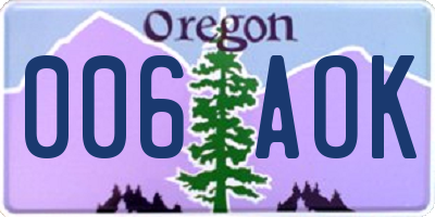 OR license plate 006AOK