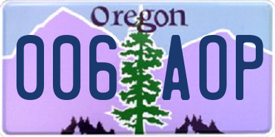 OR license plate 006AOP