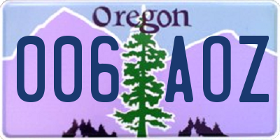 OR license plate 006AOZ