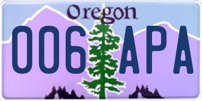 OR license plate 006APA