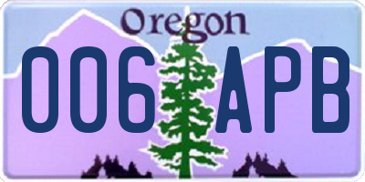 OR license plate 006APB