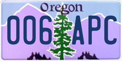 OR license plate 006APC