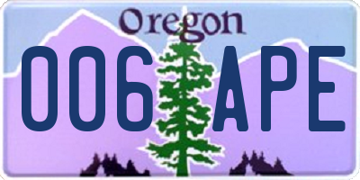 OR license plate 006APE