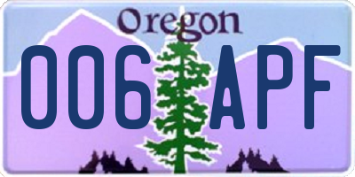 OR license plate 006APF