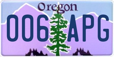 OR license plate 006APG