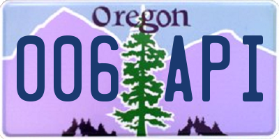 OR license plate 006API