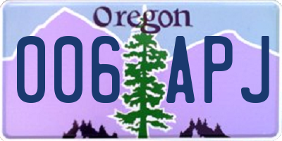 OR license plate 006APJ