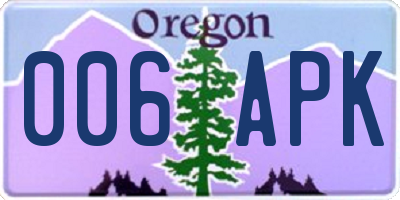 OR license plate 006APK