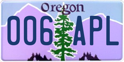 OR license plate 006APL