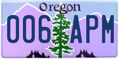 OR license plate 006APM