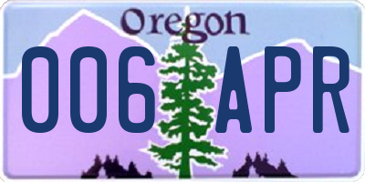 OR license plate 006APR