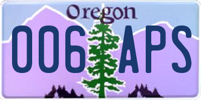 OR license plate 006APS