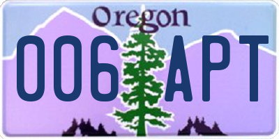 OR license plate 006APT