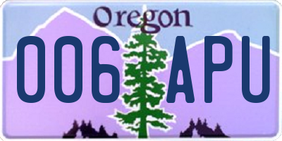 OR license plate 006APU