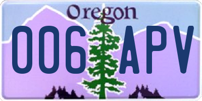 OR license plate 006APV