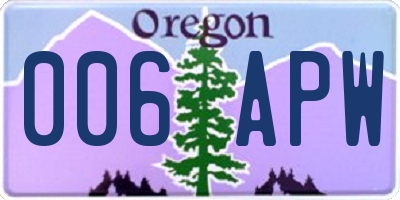OR license plate 006APW