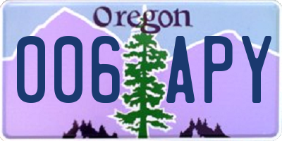 OR license plate 006APY