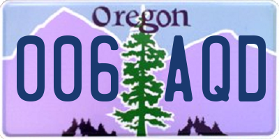 OR license plate 006AQD
