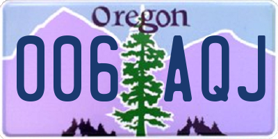 OR license plate 006AQJ