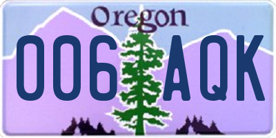 OR license plate 006AQK
