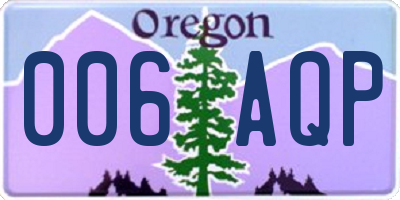 OR license plate 006AQP