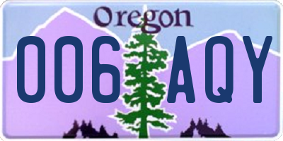 OR license plate 006AQY