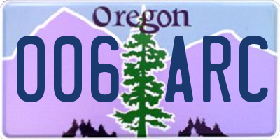 OR license plate 006ARC