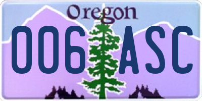 OR license plate 006ASC