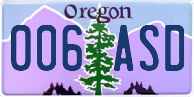 OR license plate 006ASD