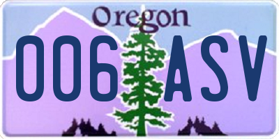 OR license plate 006ASV