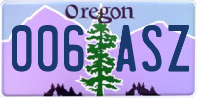 OR license plate 006ASZ