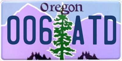 OR license plate 006ATD