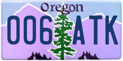 OR license plate 006ATK
