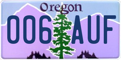 OR license plate 006AUF
