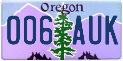 OR license plate 006AUK